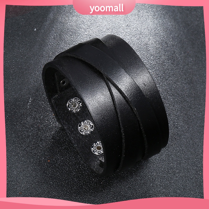 Vòng Tay Da Thiết Kế Đơn Giản Phong Cách Punk Cá Tính Cho Nam