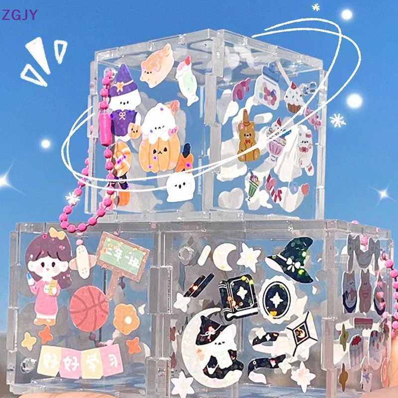 Móc Khóa Hình Khối Lập Phương 3D Bằng Acrylic Trong Suốt Độc Đáo DIY Mới