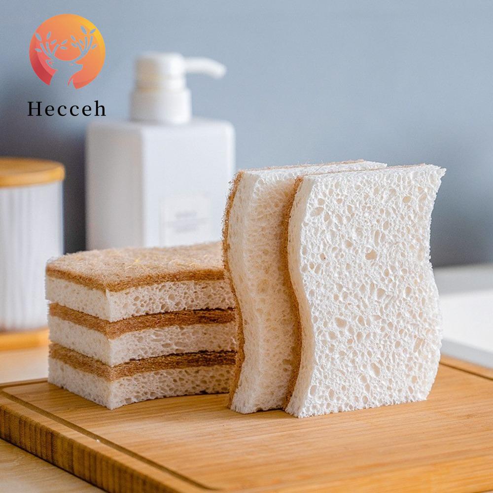 HECCEH Set 4 Miếng Bọt Biển Rửa Chén Hình Chữ S Bằng Bột Gỗ Dành Cho Nhà Bếp