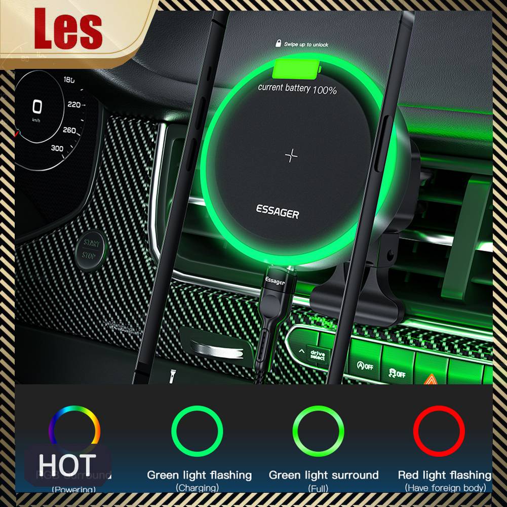 Giá Đỡ SạC Không Dây 15W RGB Cho Xe Hơi