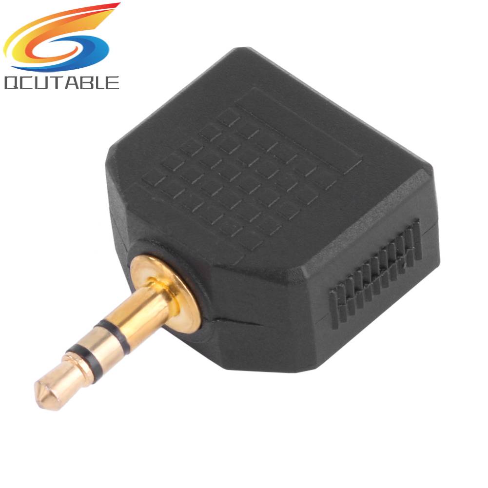 Set 2 Giắc Cắm Âm Thanh Chữ Y Mạ Vàng Chuyển Đổi Từ Đầu Cắm 3.5mm Sang Hai Đầu Cắm 3.5mm