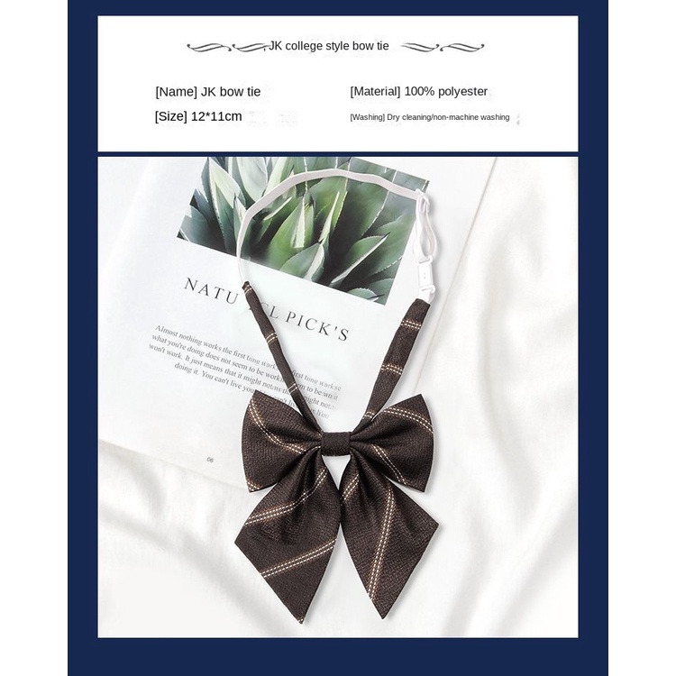 H Cà Vạt Ngắn Kẻ Sọc Nâu Phong Cách Preppy Nhật Bản Cho Nữ Sinh