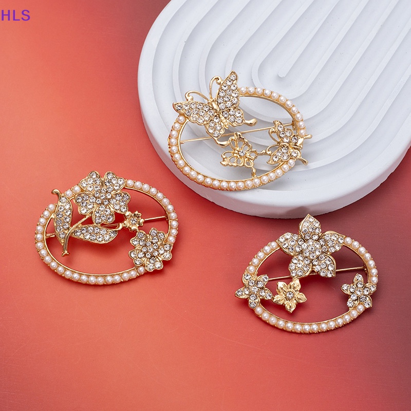 Ghim Cài Áo Hình Tròn Đính Ngọc Trai / Bướm Thời Trang Chống Ánh Sáng