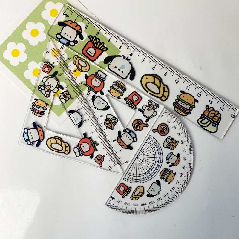 Bộ Thước Kẻ Hình Tam Giác Bằng Acrylic Dễ Thương Cho Học Sinh