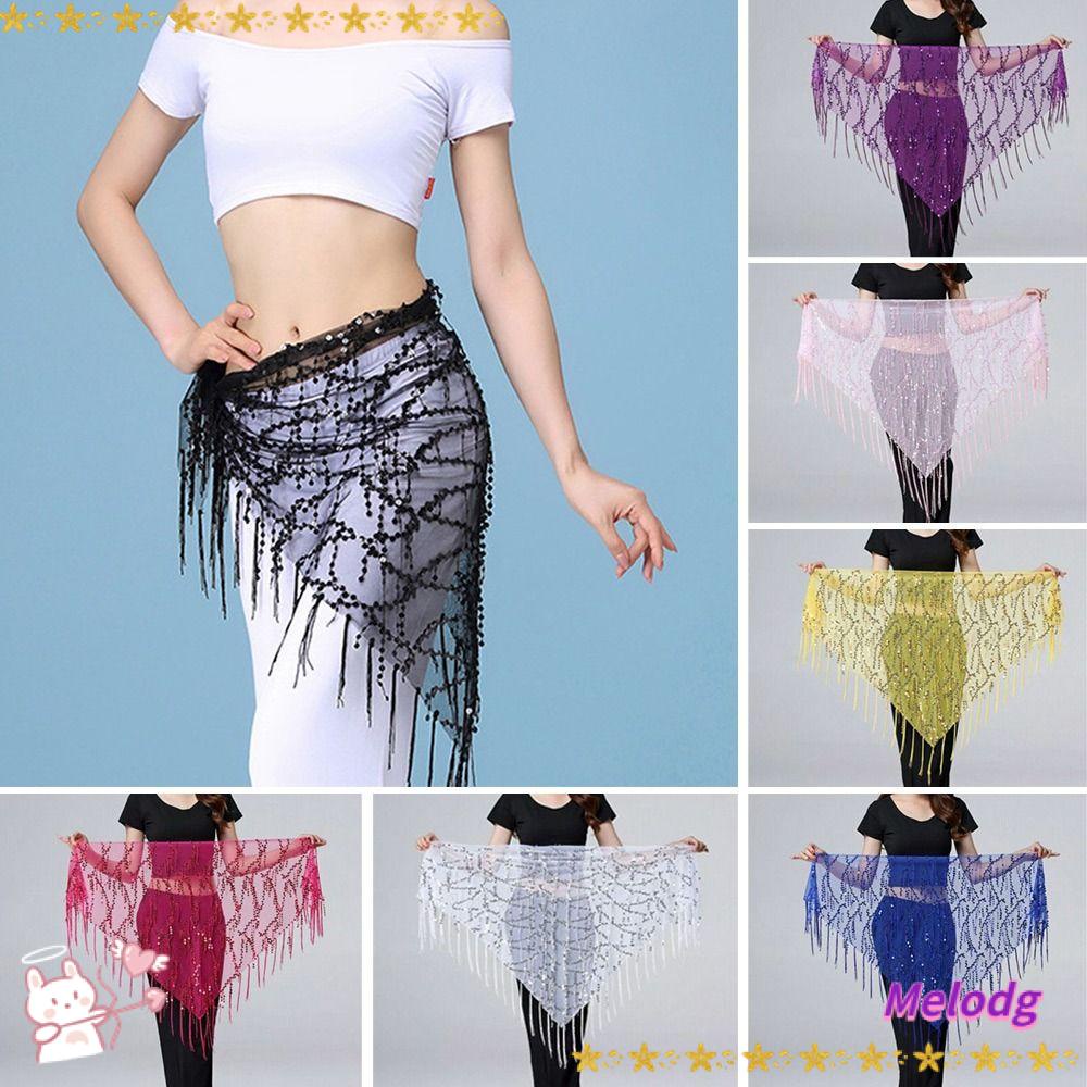 MELODG Thắt Lưng Tua Rua Đính Kim Sa Lấp Lánh Dùng Múa Bụng Dành Cho Nữ