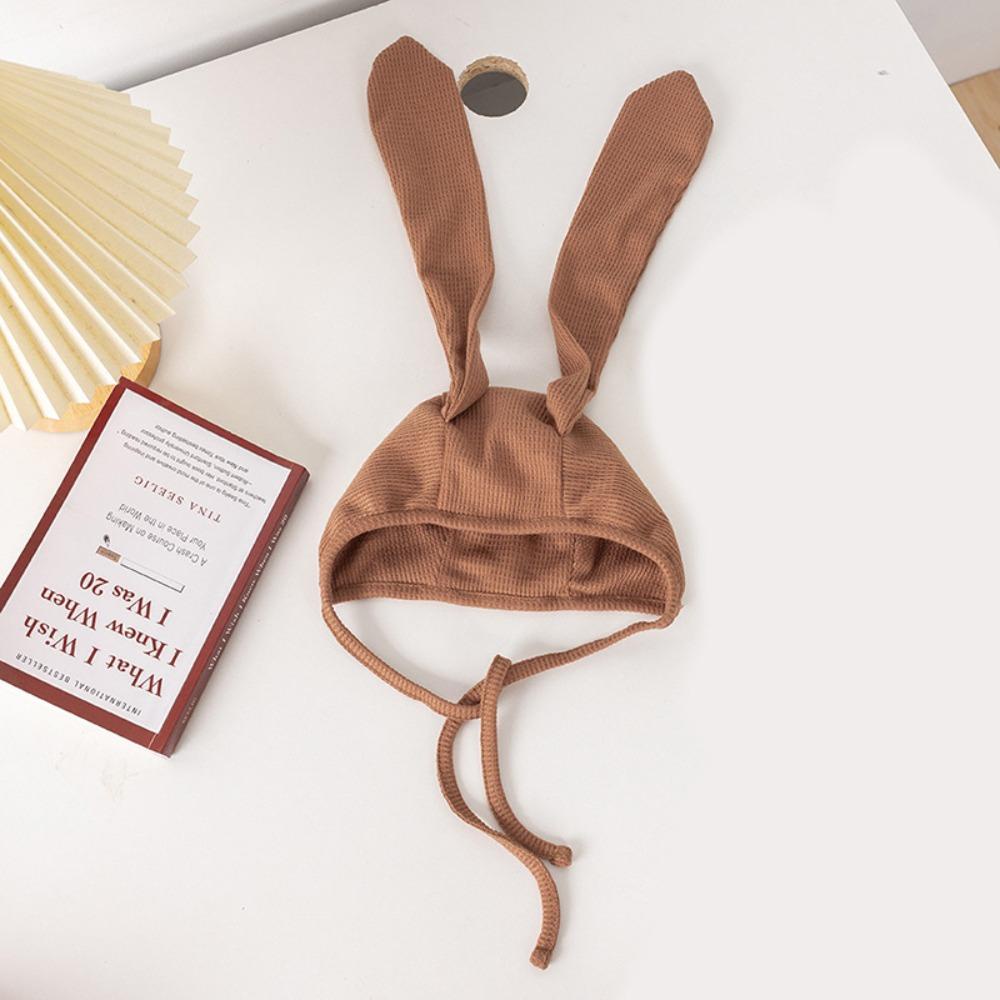 Mũ Beanie Tai Thỏ Dài Bằng Vải Cotton Giữ Ấm Dành Cho Trẻ Sơ Sinh 0-2 Tuổi