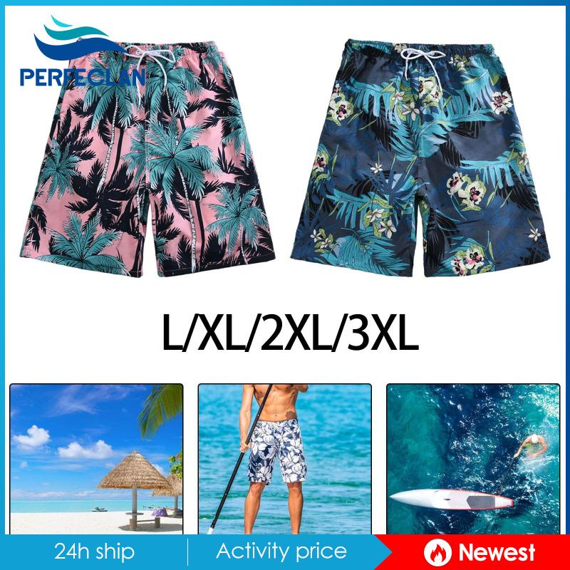 [Perfeclan] Quần Bơi Dáng Rộng Nhanh Khô Không Đường May In Họa Tiết Cho Nam