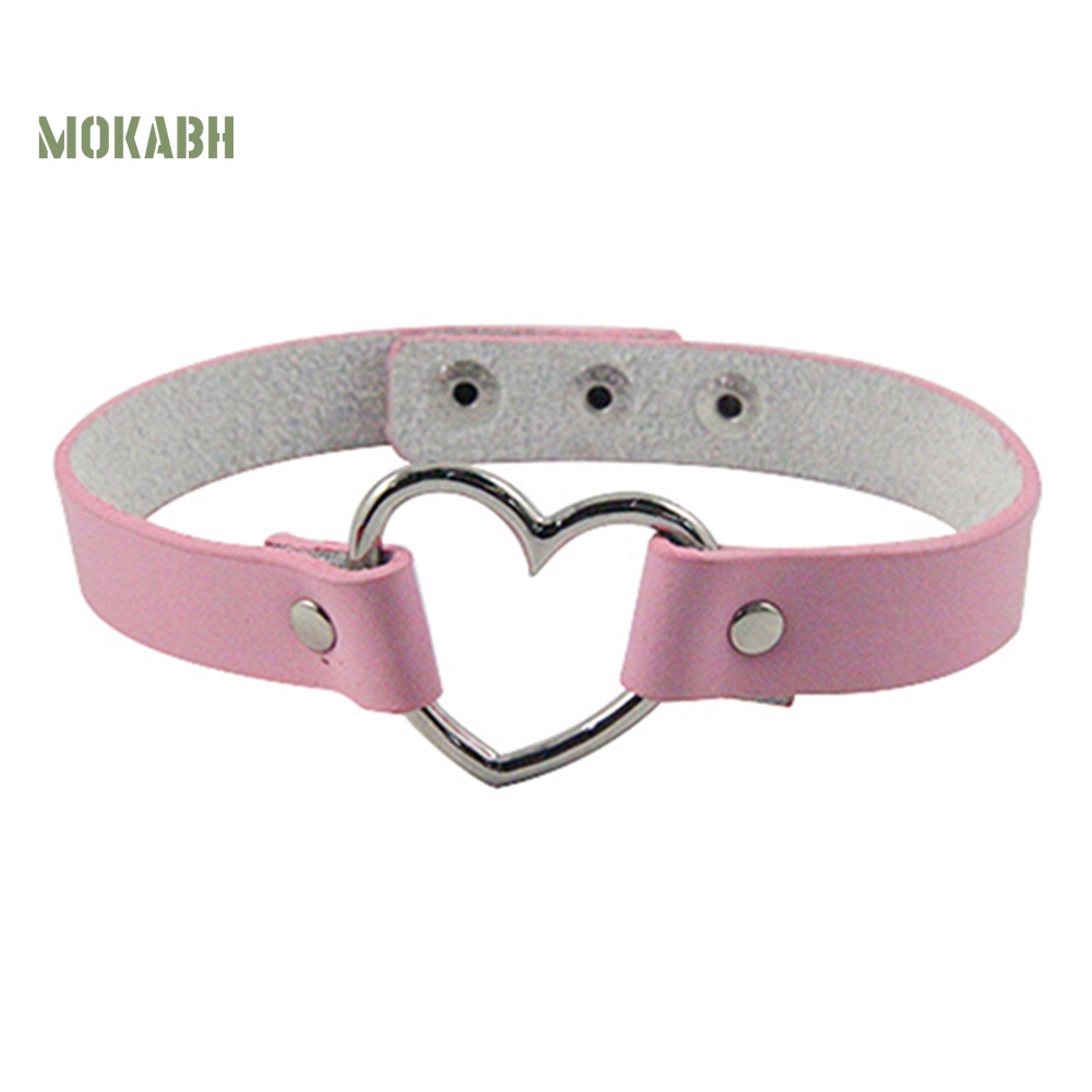 Vòng Cổ Choker Giả Da Họa Tiết Trái Tim Rỗng Phong Cách Gothic Punk