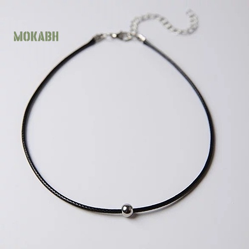 Vòng Cổ Chuỗi Hạt Đen Giả Da Phong Cách Punk Cá Tính Cho Nữ