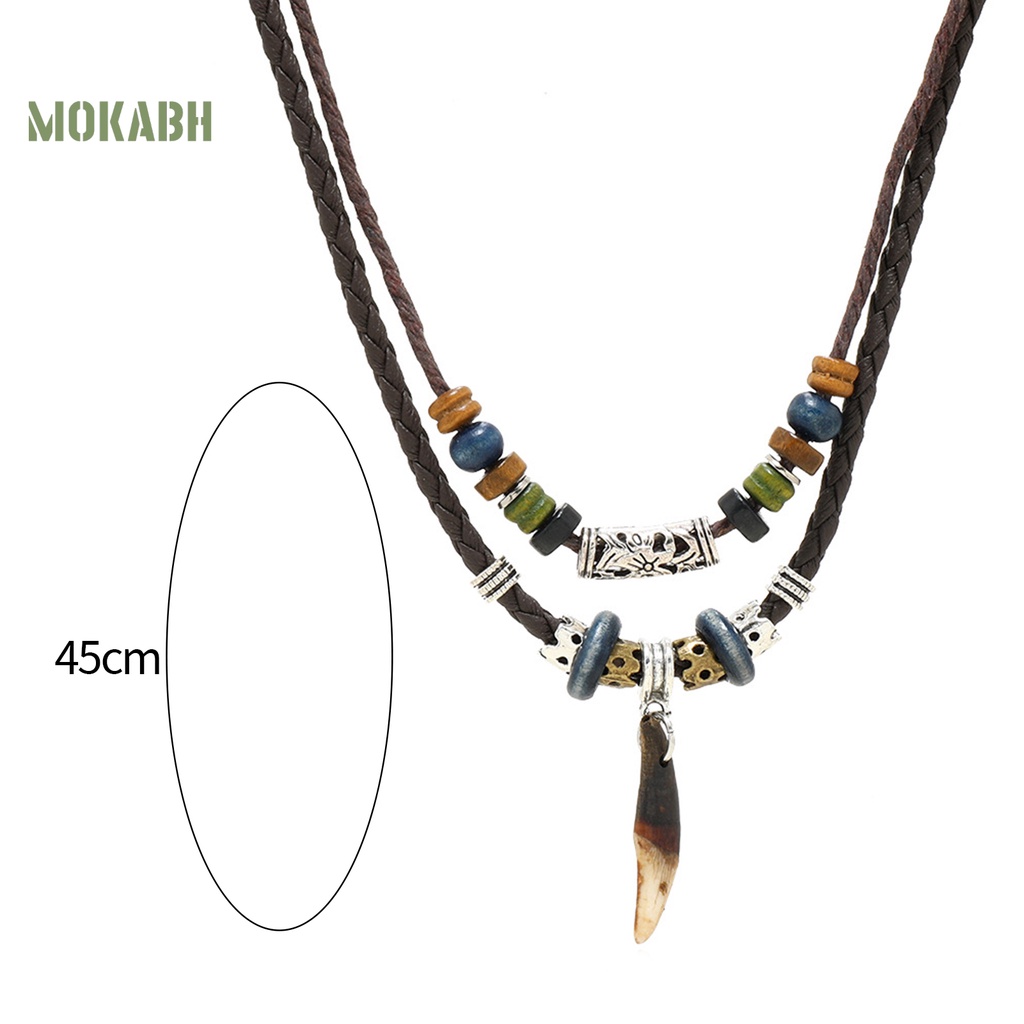 Vòng Cổ Nam Giả Da Nhiều Lớp Phong Cách Retro