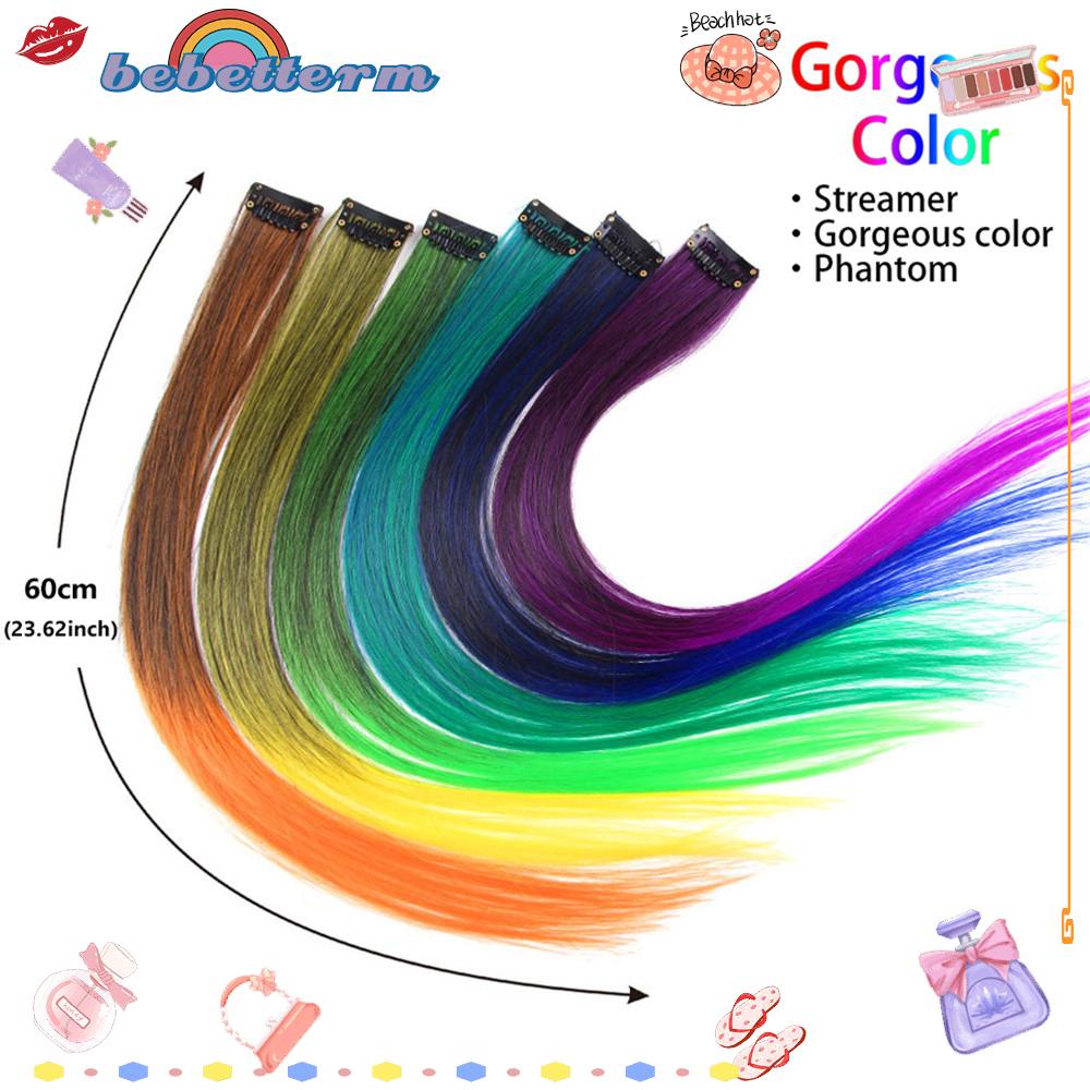 BEBETTERM Tóc Giả Có Kẹp Nhiều Màu Sắc Bằng Sợi Tổng Hợp