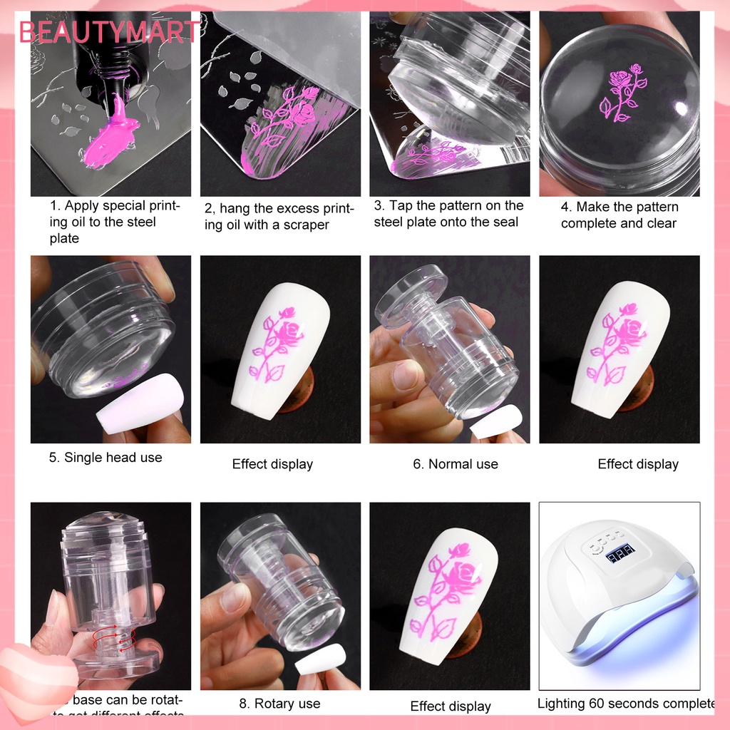 [beautymart] Dụng Cụ Đóng Dấu Trang Trí Móng Tay Nghệ Thuật Trong Suốt Nhẹ Nhàng Có Thể Tái Sử Dụng Kích Thước Nhỏ Gọn Cho Nữ