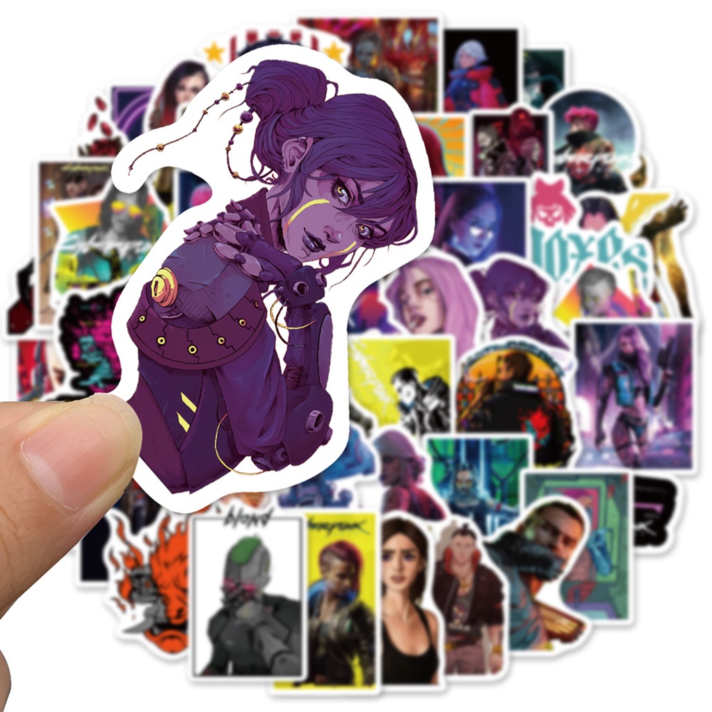 Set 50 Miếng Dán PVC Họa Tiết Hoạt Hình Graffiti Trang Trí Ván Trượt