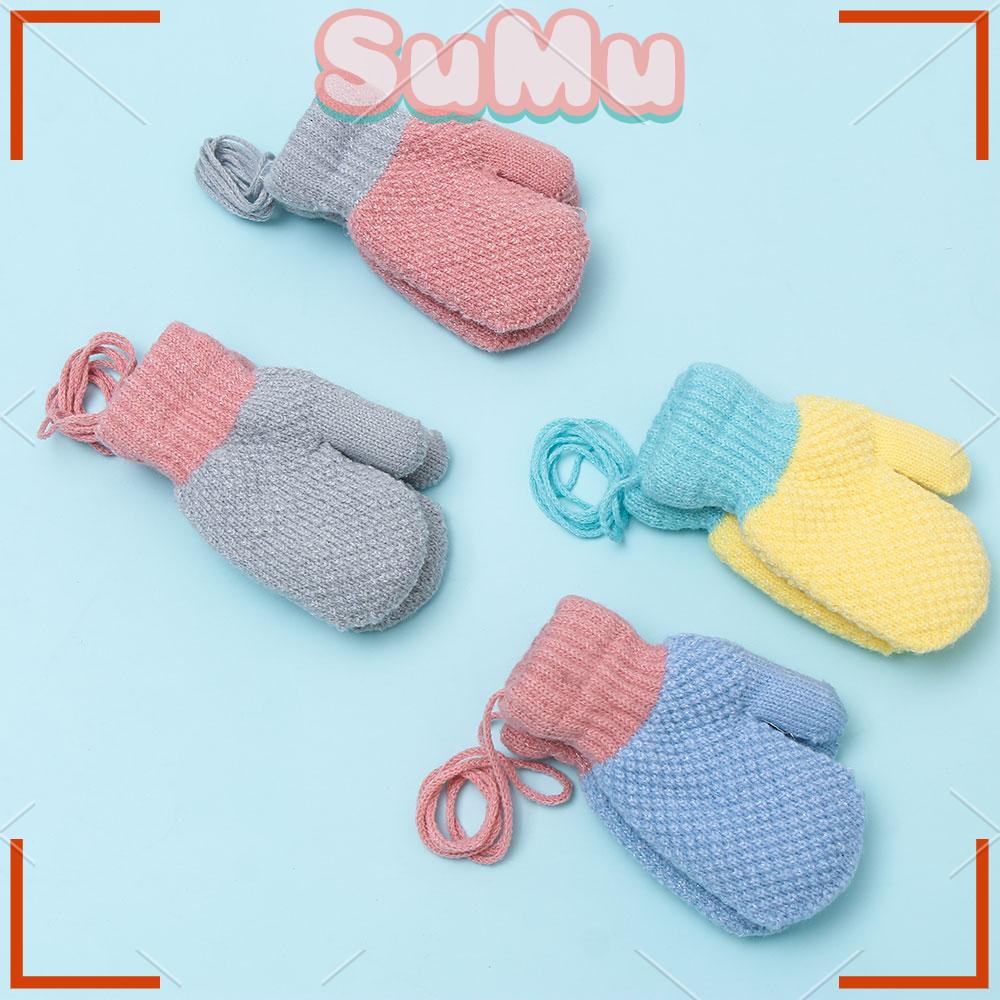 SUMU Găng Tay Đan Len Dày Dặn Ấm Áp Cho Bé 2-6 Tuổi