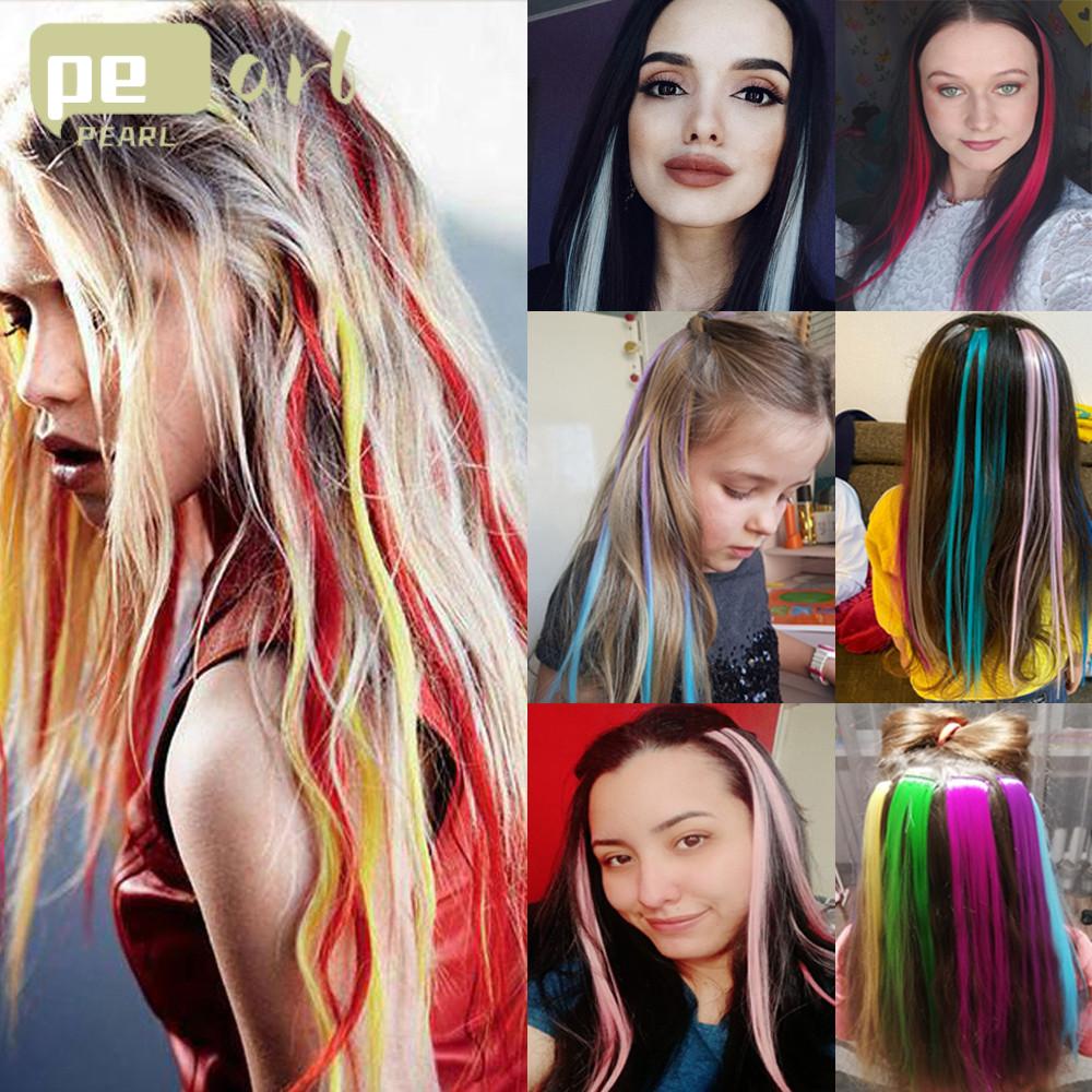 PEARLVN Tóc Giả Có Kẹp Nhiều Màu Sắc Bằng Sợi Tổng Hợp
