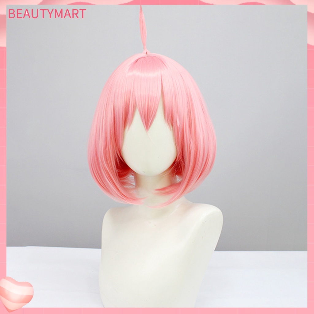 Bộ Tóc Giả Ngắn Bằng Sợi Tổng Hợp Màu Hồng Bóng Mượt Mà Chịu Nhiệt Độ Cao Cosplay Nhân Vật Anime