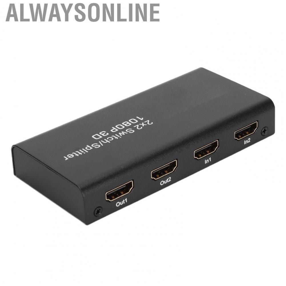 Alwaysonline 1080P 60Hz Video Splitter  2 in Out 2.25G Gbps 225MHz HD Multimedia Interface Switch for TV Game Console