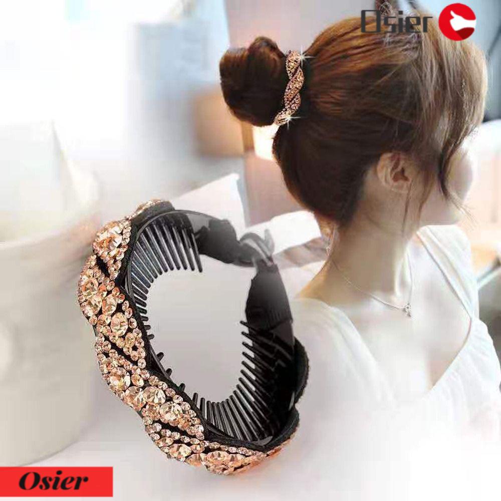OSIER1 Set 2 Kẹp Tóc Nhựa Nhiều Kiểu Đính Đá Thời Trang Cho Nữ