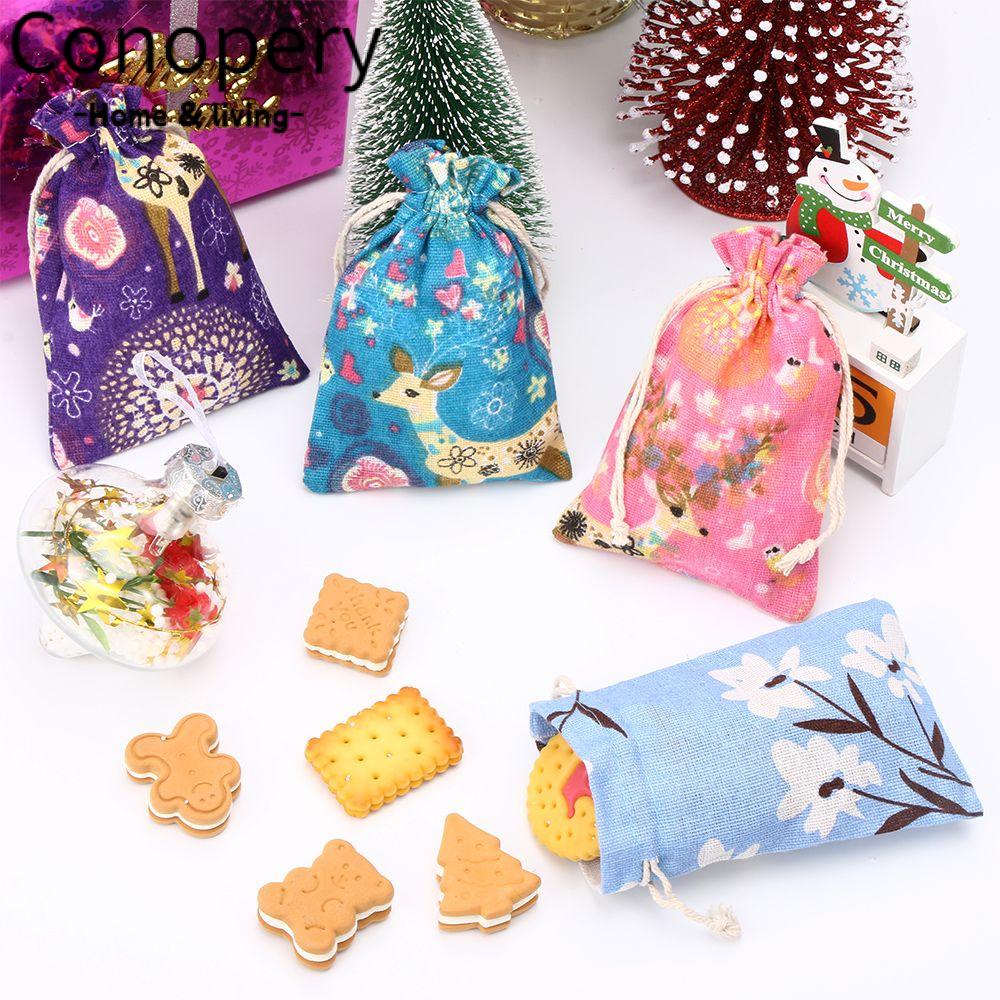 CONOPERY Túi Vải Lanh Đựng Trang Sức / Quà Giáng Sinh