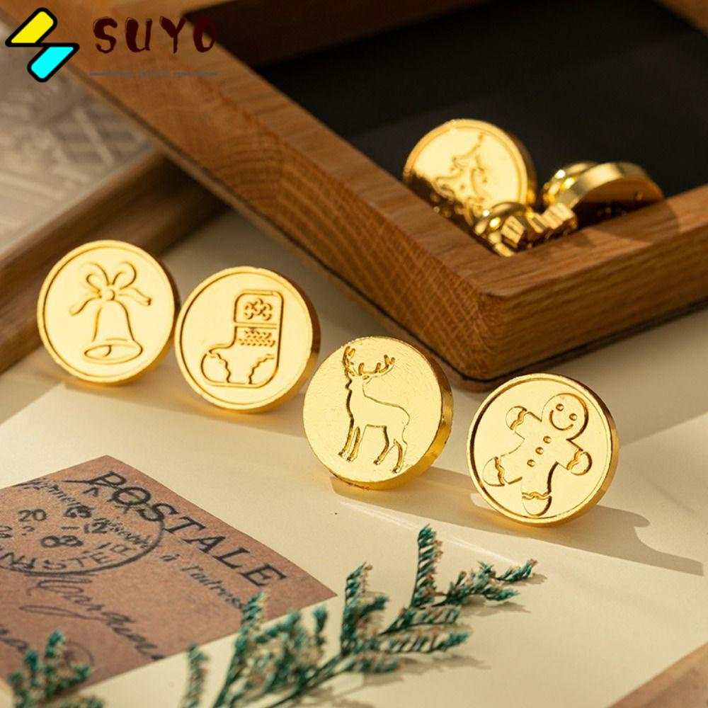 Con Dấu Đóng Sáp Đầu Tròn Bằng Đồng Mạ Vàng Dùng Trang Trí Thiệp Mời