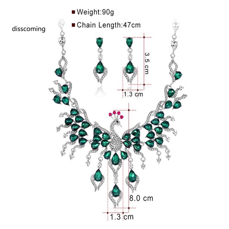 Đầm Nữ Kiểu Dáng Dễ Thương Xinh Xắn Hợp Thời Trang| Set Vòng cổ Và Bông Tai Con Công Đính Đá Pha Lê Lấp Lánh