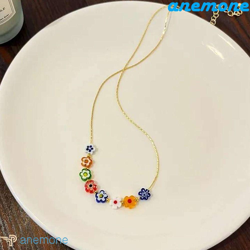 Vòng cổ Hạt Hình Hoa Bằng Hợp Kim Y2k Phong Cách Hàn Quốc Ngọt Ngào Thời Trang