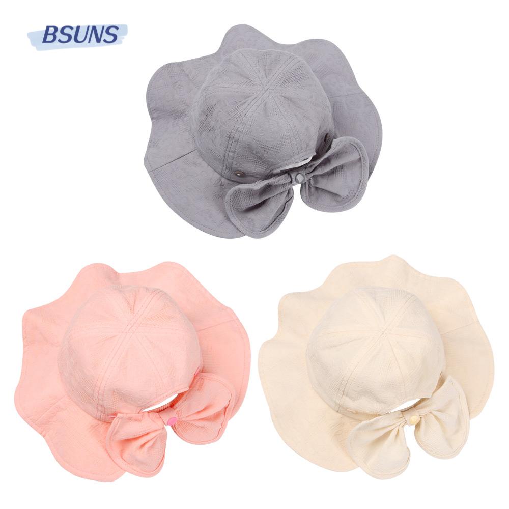 BSUNS Nón Bucket Chất Liệu Cotton Chống Tia UV Phối Nơ Thời Trang Xuân Hè Cho Bé 2-4 Tuổi