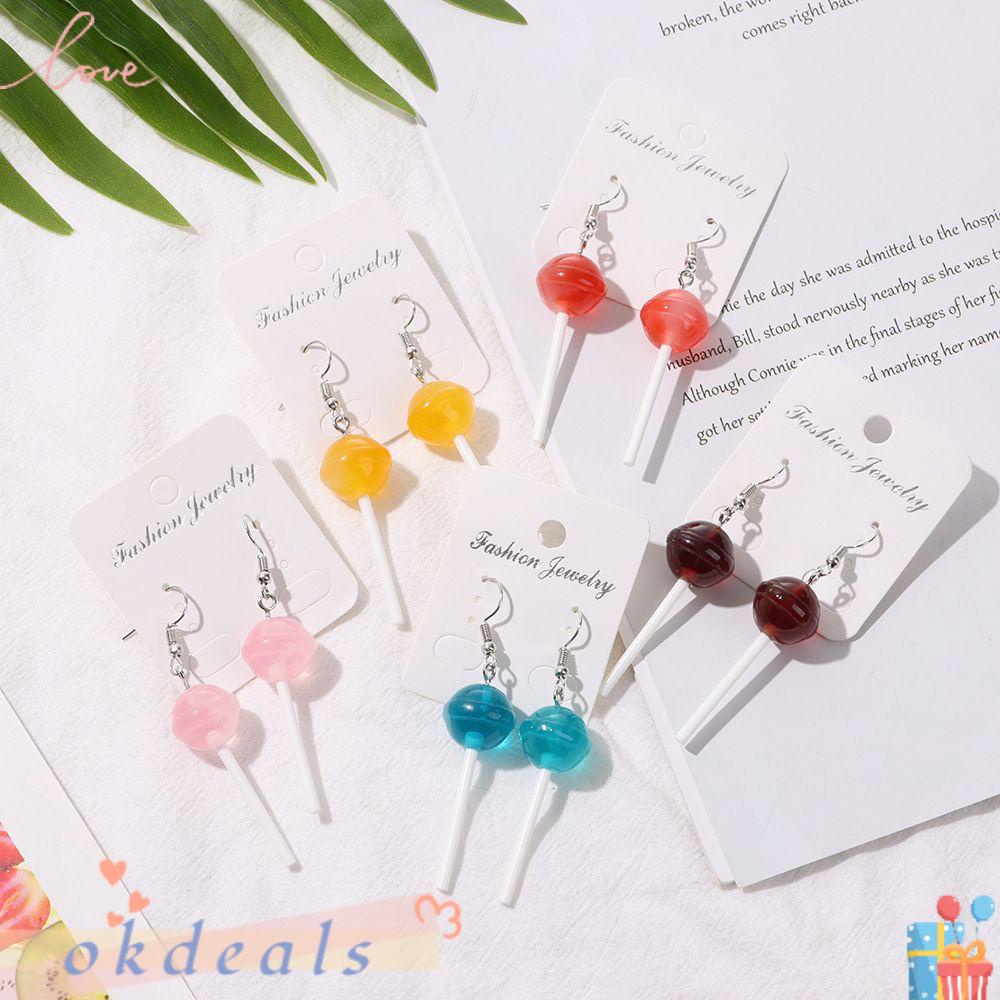 OKDEALS Khuyên Tai Hình Kẹo Mút Handmade Xinh Xắn Dành Cho Nữ