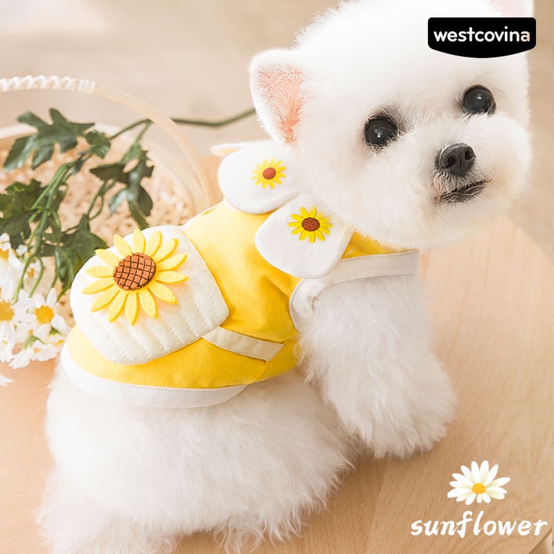 [COD]♞Áo Thun Cotton In Hoa Dễ Thương Thời Trang Mùa Hè Cho Cún Cưng