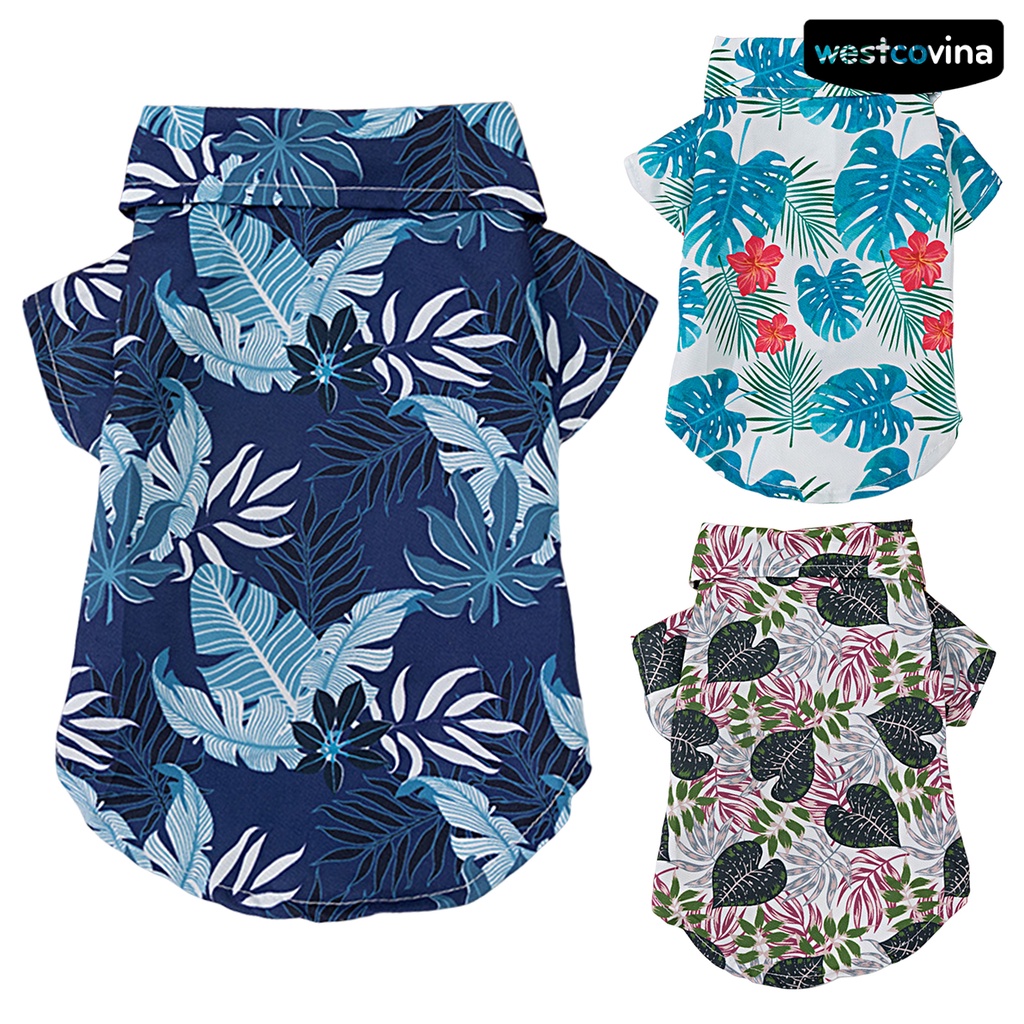 [COD]♞Băng Dính Cài Cổ Áo In Họa Tiết Lá Cây Phong Cách Hawaii Dành Cho Cún Cưng