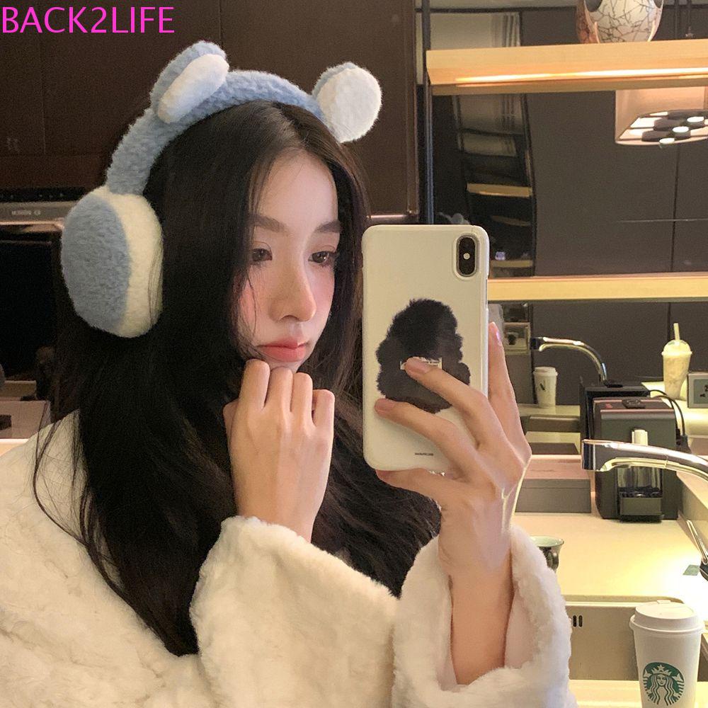 BACK2LIFE Chụp Tai Bằng Vải Bông Dày Dặn Mềm Mại Chống Gió Phong Cách Hàn Quốc Cho Nữ