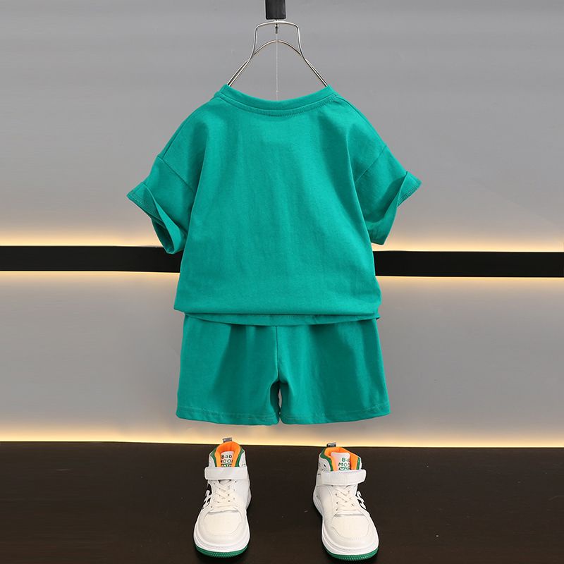 Bộ Áo Thun Cotton Tay Ngắn In Hình Khủng Long + Quần Short Thời Trang Mùa Hè 2023 Mới Cho Bé Trai