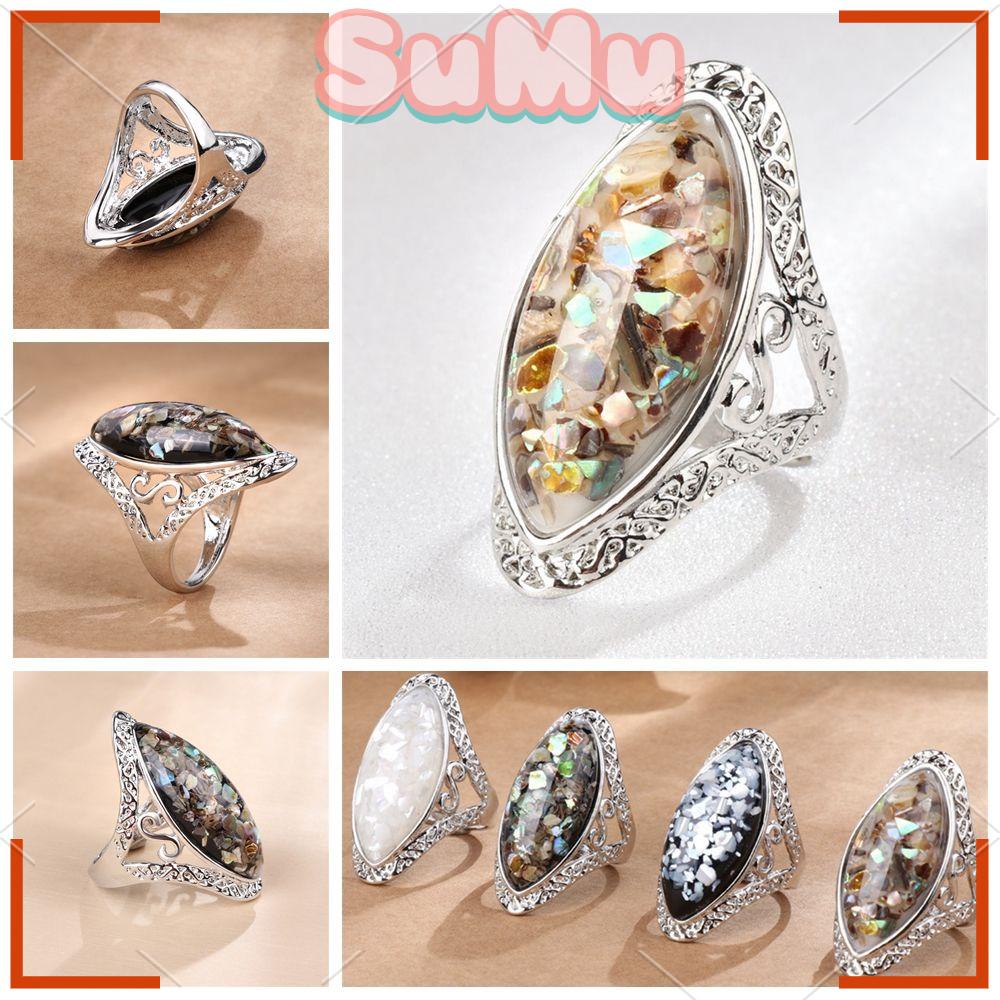 SUMU Nhẫn Vỏ Sò Chạm Khắc Phong Cách Bohemian
