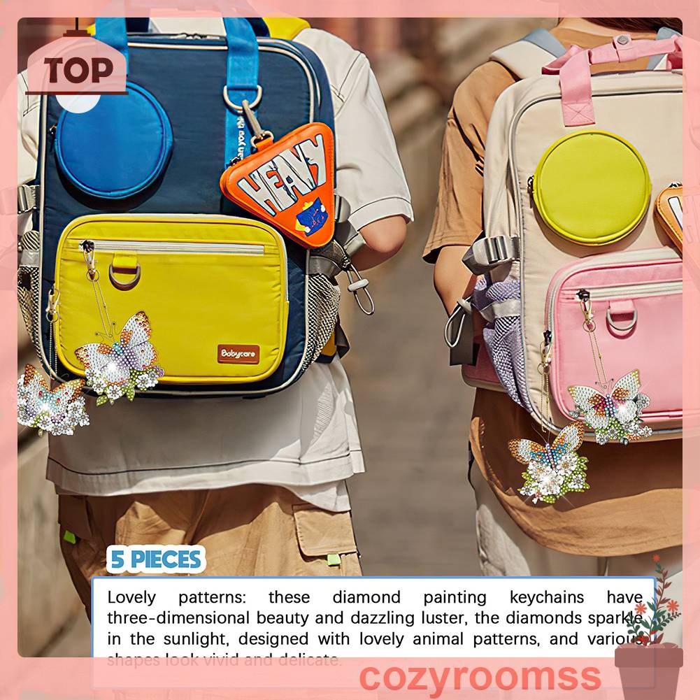 Set 5 Móc Khóa Gấu Trúc Đính Đá 5D Tự Làm Dành Cho Người Mới Bắt Đầu