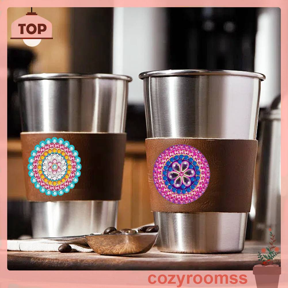 Bộ 6 Tranh Đính Đá Tự Làm Bằng Da Hình Chiếc Cốc Trang Trí Nhà Cửa