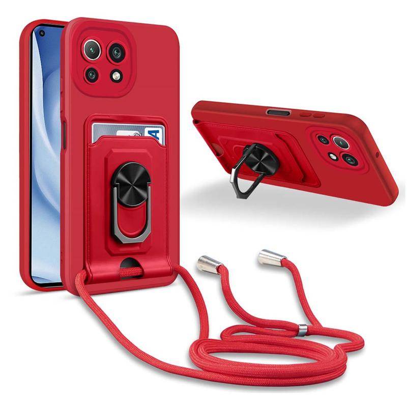 Ốp Điện Thoại TPU Chống Sốc Có Ngăn Đựng Thẻ Và Dây Đeo Tay Đa Năng Cho Xiaomi Redmi Note 11 Pro Plus 11S 11 SE 11T