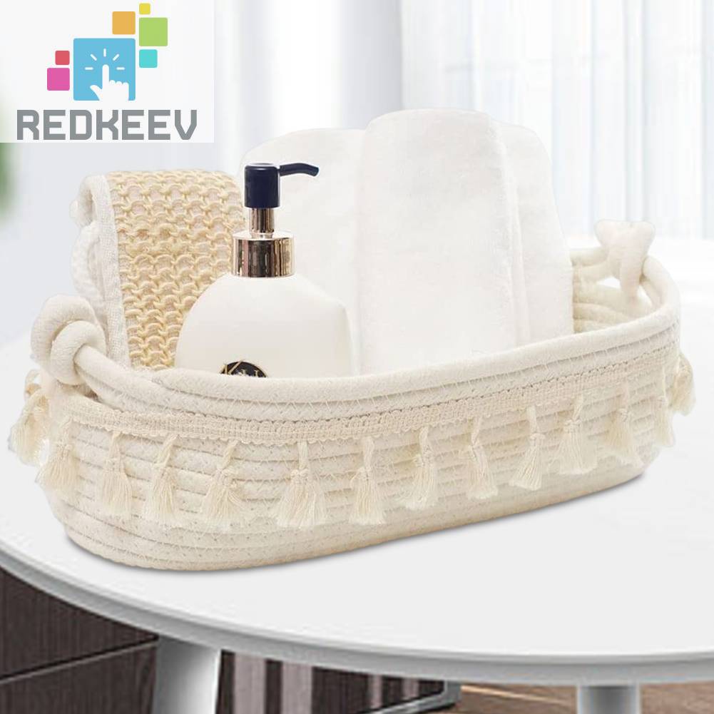 Giỏ Đan Sợi Cotton Hình Chữ Nhật Phong Cách Boho Đa Ứng Dụng Cho Nhà Ở / Văn