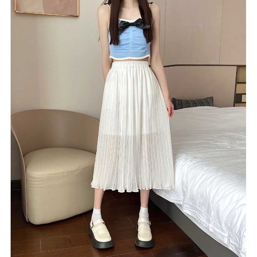 SUXI Chân Váy Chữ A Dáng Dài Lưng Cao Màu Sắc Thời Trang Mùa Hè Cho Nữ