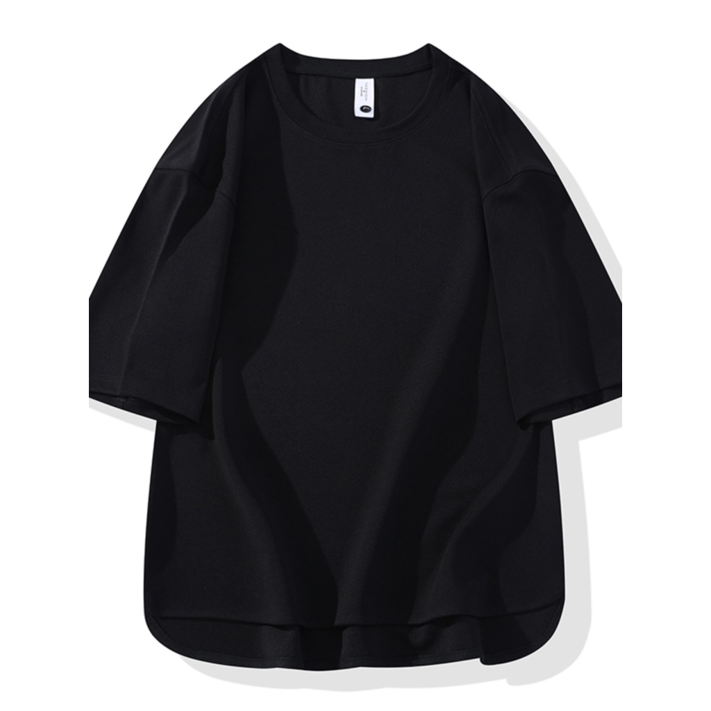 Áo Thun Ngắn Tay Cổ Tròn Lưng Ngắn Cỡ Lớn Xẻ Tà Đơn Giản Thời Trang Mùa Hè Cho Nam