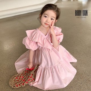 Đầm cổ tim tay phồng cho bé gái