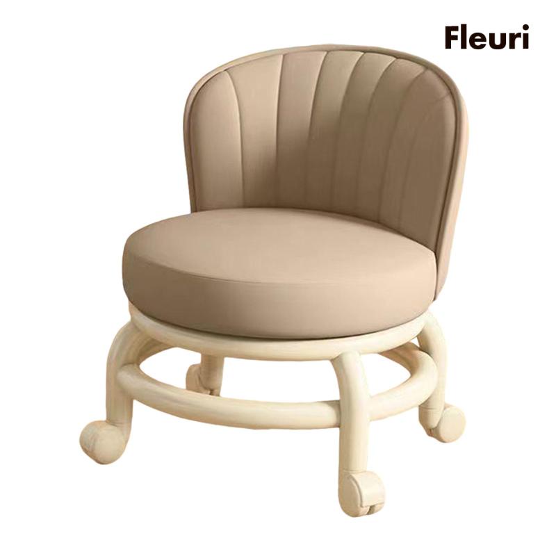 [Fleurir] Ghế Lăn Thấp Có Đệm Tựa Lưng Chiều Cao Thấp Xoay 360 Độ Mini Có Thể Di Chuyển Cho Gara Tiệm Cắt Tóc
