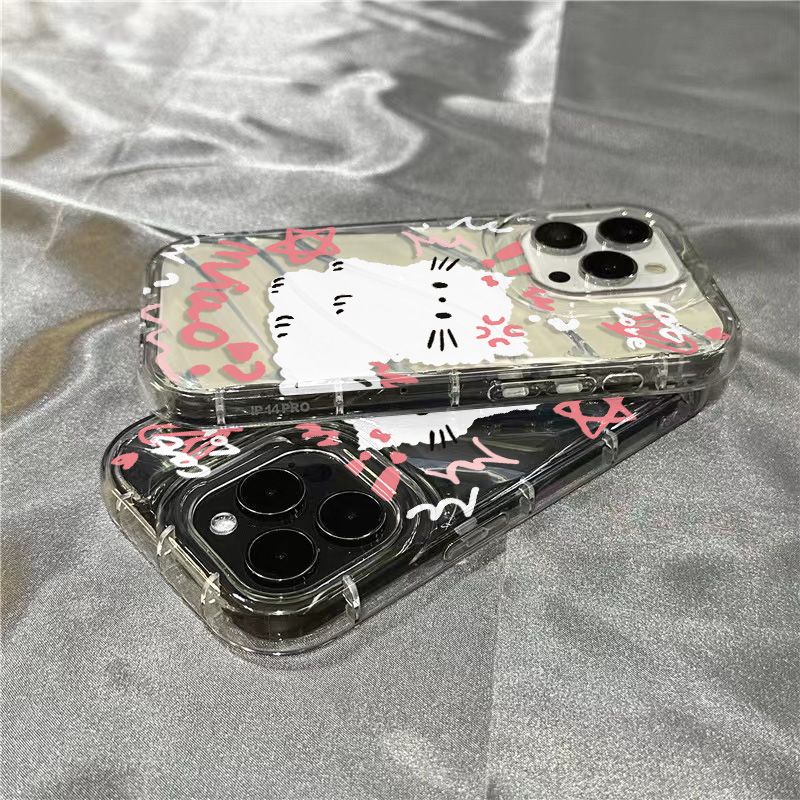 Ốp Điện Thoại Mềm Trong Suốt Hình Mèo Và Chữ Tiếng Anh Cho iPhone14promax 1312 / 11 7 / 8plus xr / sins 3EJG