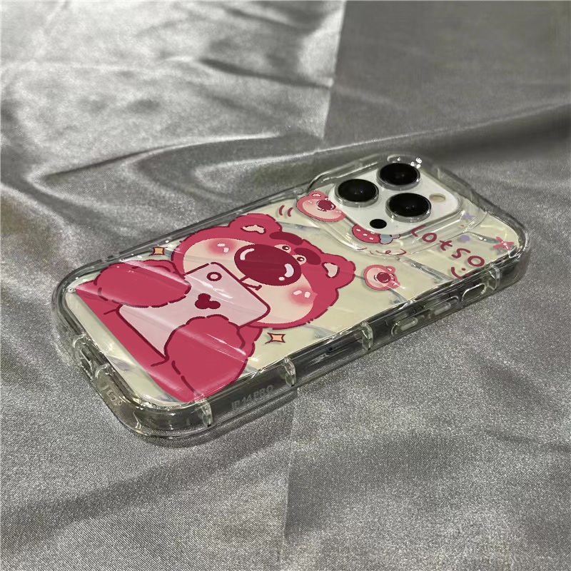 Ốp Điện Thoại Dẻo Họa Tiết Gấu &amp; Dâu Tây Dễ Thương Cho iPhone14promax11 xrsins IHT4 7plus 81312