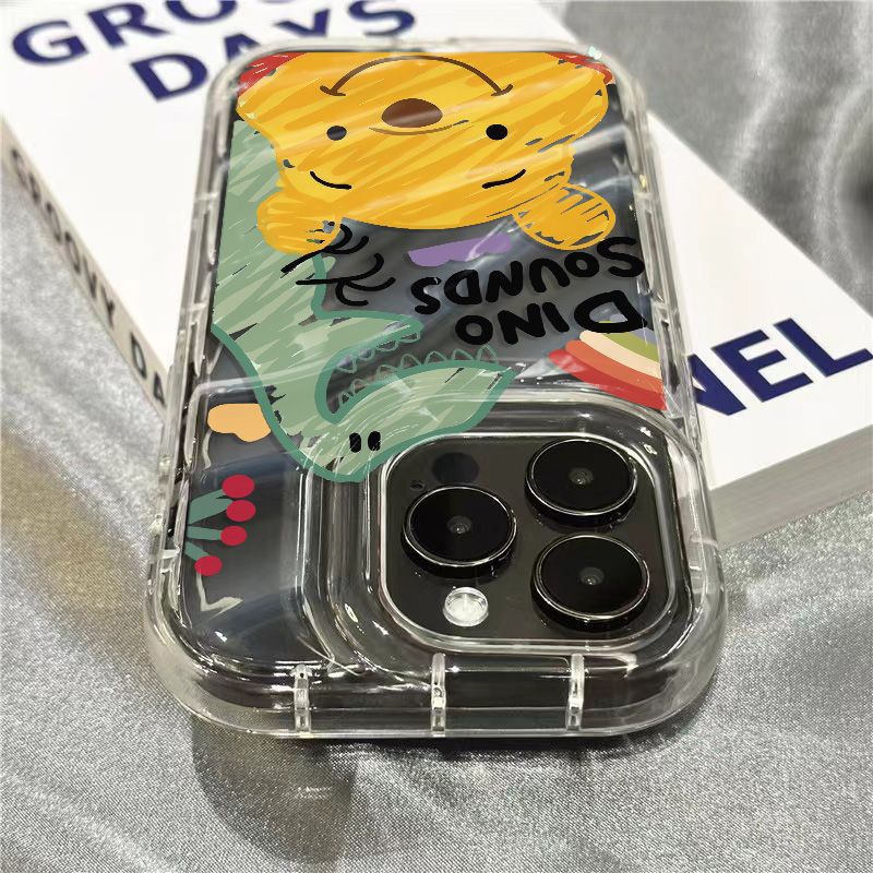 Ốp Điện Thoại Dẻo Trong Suốt Họa Tiết Hoạt Hình Khủng Long / Gấu Pooh Cho iPhone14promax 1312 / 11 7 / 8plus xr / sins Kdz