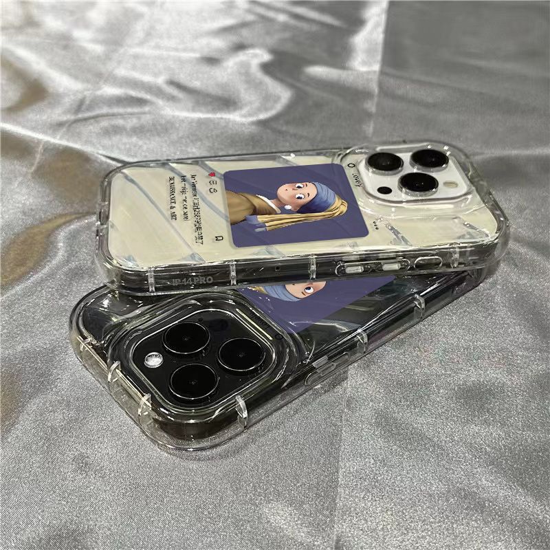 Ốp Điện Thoại Mềm Trong Suốt Hình Cô Gái Ngọc Trai Cho iPhone14promax 1312 / 11 7 / 8plus xr / sins EXI5