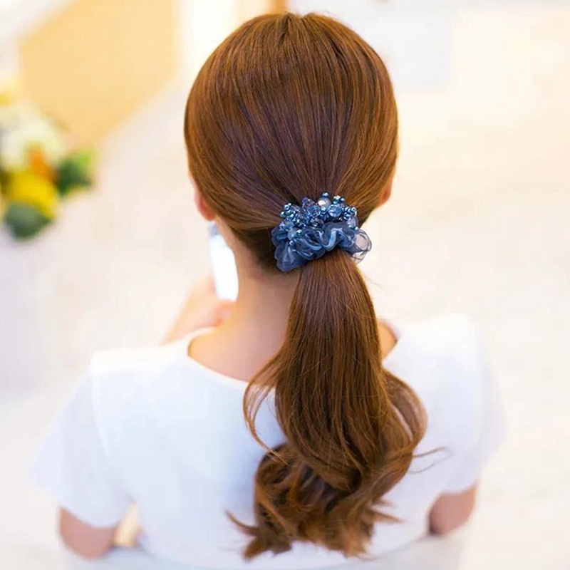 Ygt Dây Buộc Tóc Đuôi Ngựa Bằng Da Đính Pha Lê Phong Cách Hàn Quốc Dành Cho Nữ