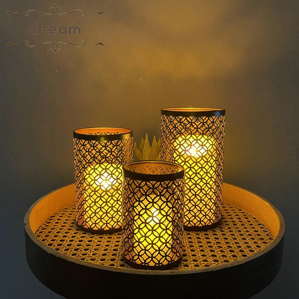 【DREAMLIFE】Candle Base 3 Size 3pcs/set Black Decor Hollow Iron Candle Accessories