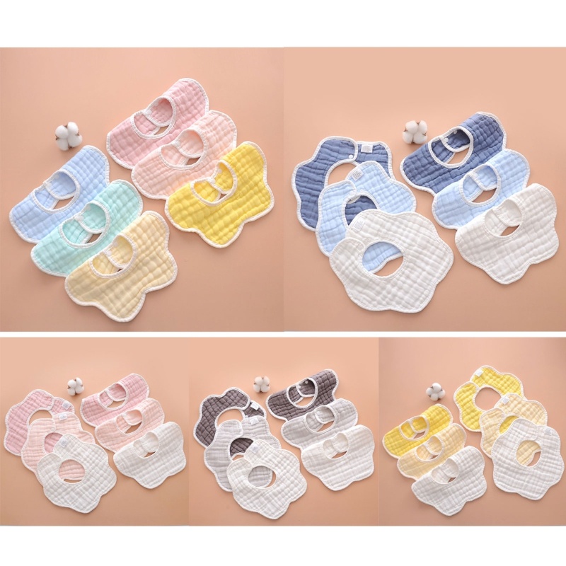 Yếm Ăn Cotton Mềm Mại Thấm Hút Tốt Xoay 360 Độ Xinh Xắn Dành Cho Bé