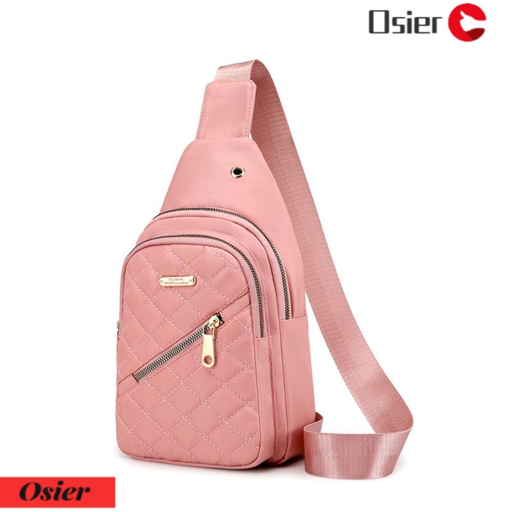 OSIER1 Túi Đeo Chéo Ngực Bằng Vải Tổng Hợp Màu Sắc Đơn Giản Thêu Hình Dành Cho Nữ