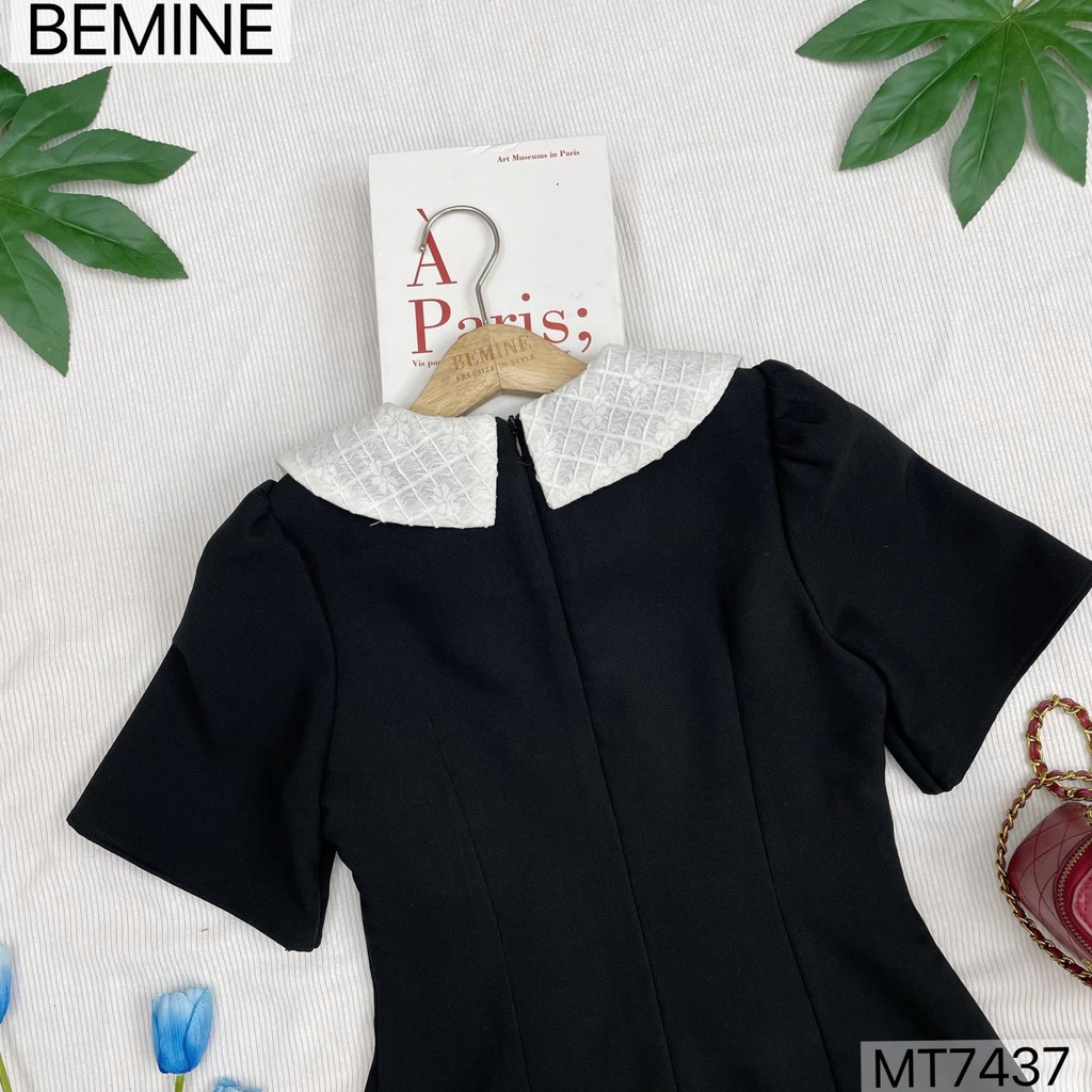 Đầm thiết kế cổ phối nơ tùng xếp ly BEMINE MT7437